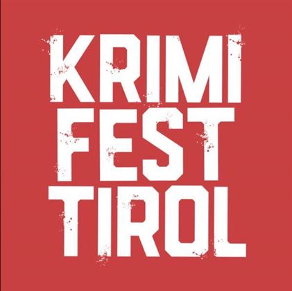 Ein rotes Logo mit dem Text "KRIMI FEST TIROL". Es handelt sich um ein Fest, das sich mit Kriminalfällen beschäftigt.