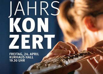 Ein Plakat für ein Frühlingskonzert mit dem Titel „Frühjahrs Konzert“ in der Kurhaus Halle. Das Event findet am Freitag, den 24. April, um 19:30 Uhr statt.