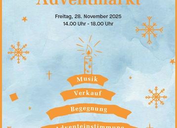 Une affiche pour le marché de l'Avent du réseau Saint-Joseph à Mils. Elle montre des informations sur le marché, qui aura lieu le 28 novembre 2025, avec des activités telles que de la musique et des délices culinaires.