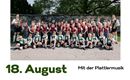 Gruppenfoto von Kindern und Jugendlichen in traditionellen Tiroler Trachten. Das Bild bezieht sich auf den "Tiroler Abend" am 18. August in Volders.