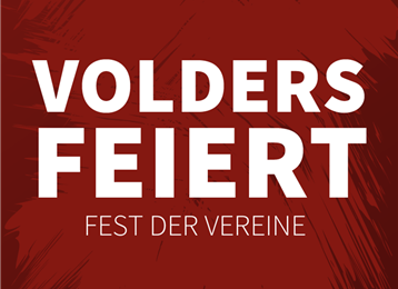 Een kleurrijk poster voor het evenement "Volders viert". Het is een feest van de verenigingen met een uitnodigend ontwerp.