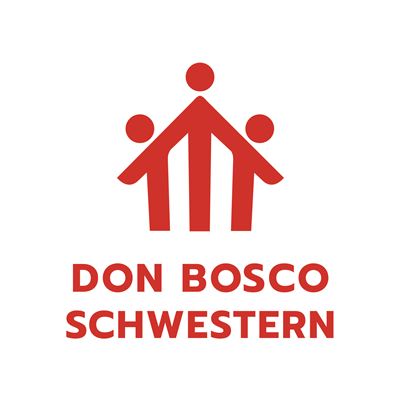 The logo of the Don Bosco Sisters shows stylized figures in red. It conveys community and support.